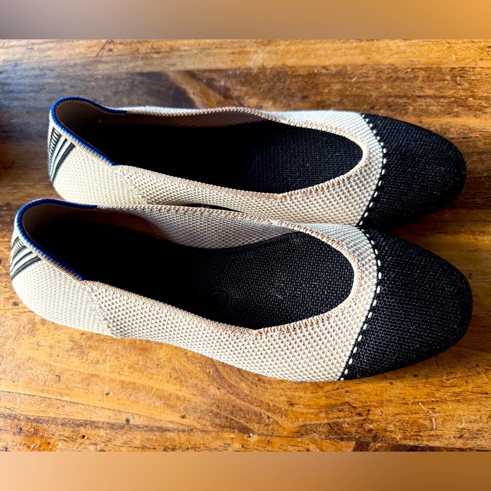 Rothy’s Beige, Black & Navy Knit Ballet Flats - Like New